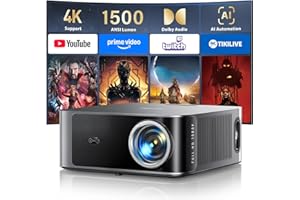 [1500 ANSI/36W Dolby Audio/APPs] Smart-Projector-4K with WiFi6 and 2-Way Bluetooth, AI Auto Focus Projector, HDR10, TOPTRO X9