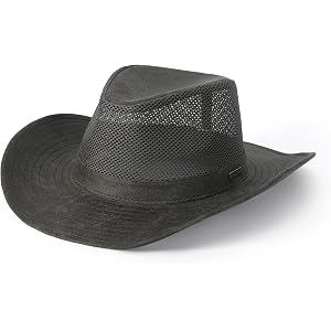 Hayes Mesh Safari Cowboy Hat for Men & Women, Wide Brim Outdoor Sun Hat | Moldable wide brim and adjustable chin cord provide
