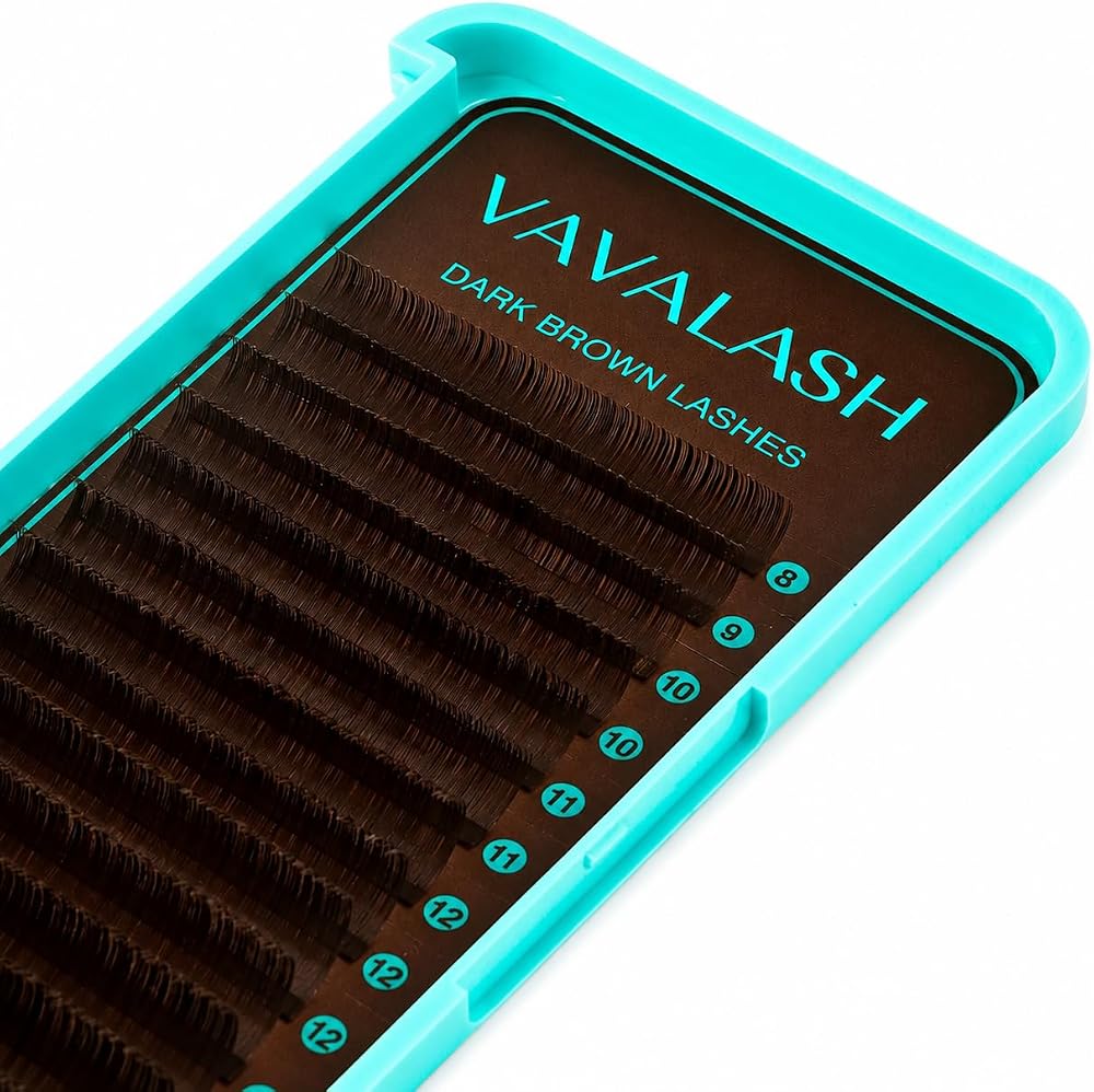 VAVALASH Brown Lash Extensions,C/CC/D/DD/LD/L/B/J/M Curl,0.03-0.15thickness,8-15mm Mixed Length Tray,Dark brown Eyelash Exten