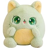 LVPU Fat Cat Plush Cute Soft Cat Stuffed Animals Kawaii Stuffed Plush Pillow Toy, Green, 14 Inch