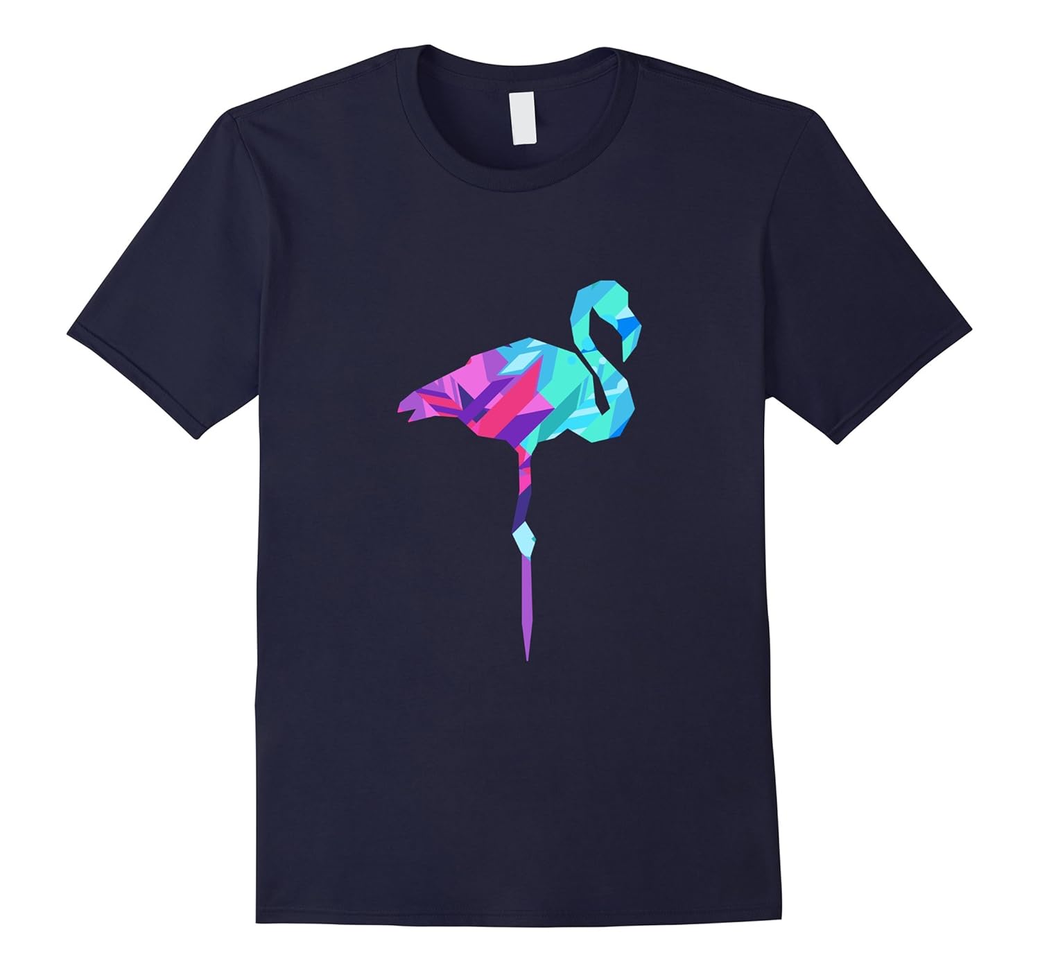 Colorful Fractal Geometric Flamingo T-Shirt-Rose