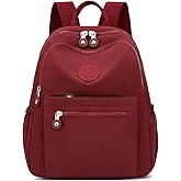 Tanweibago Mini Nylon Women Backpacks,11L Small Ladies backpacks Casual Lightweight Women Shopping Travel Daypack (Wine Red)