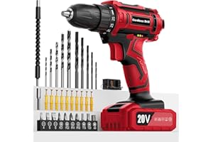 VIWKO Cordless Drill 20V, Drill Set with 42pcs Accessories and Battery 2.0Ah, Electric Drill 25+1 Position, 2 Speed, 3/8 Inch Keyless Chuck, LED Light, Power Drill for Home DIY and Garden Repair