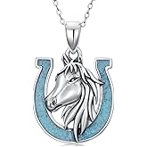 Flpruy Horseshoe Necklace 925 Sterling Silver Turquoise Horseshoe Pendant Country Western Jewelry Gifts for Women Girlfriend Mom