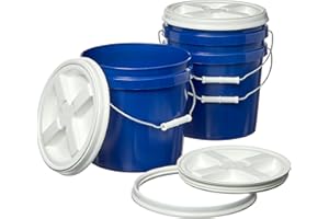 Consolidated Plastics 2 Gallon Food Grade Buckets & White Gamma Seal Lid, BPA Free Container Storage, Durable HDPE Pails, Made in USA (3 Pack, Blue)