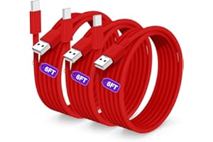 HCOOB 3Pack Car Carplay Cable for iPhone 15 15 Pro Max 15 Plus Car Charger Cord, 6FT USB A to USB C Cable Carplay Adapter Cord Charging for iPhone 15 Plus,iPad Pro,iPad Air 5/4,iPad Mini 6-Red