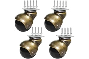 MySit 2 Inch Antique Brass Ball Caster Vintage Casters Swivel Top Plate Caster Wheels Set of 4 Furniture Wheels for Coffee Table, Cabinet, Kitchen Cart
