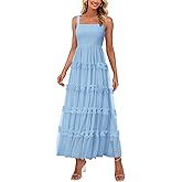 PRETTYGARDEN Women's Summer Dresses 2026 Sleeveless Smocked Tiered Ruffle Tulle A-Line Flowy Wedding Party Maxi Dress