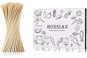 HOSSIAN Natural Bamboo Skewers -Skewers for Appetizers-Caramel Apple Sticks,Crafting and Cocktails (8inch)