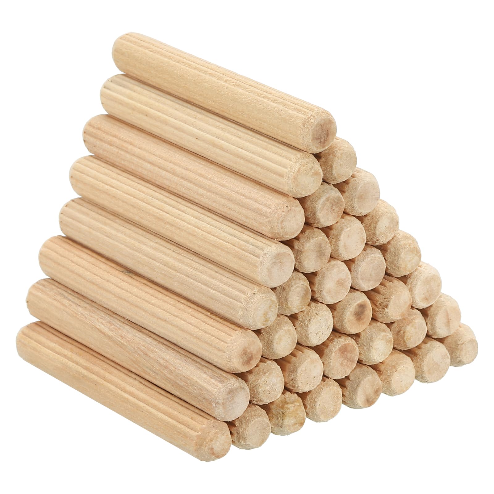 PATIKIL 5/16" x 2-11/32"(8 x 60mm) Wood Dowel Pins, 60 Pack Fluted Wooden Dowel Pin Straight Groove Rods for Furniture Door Art Crafts Projects