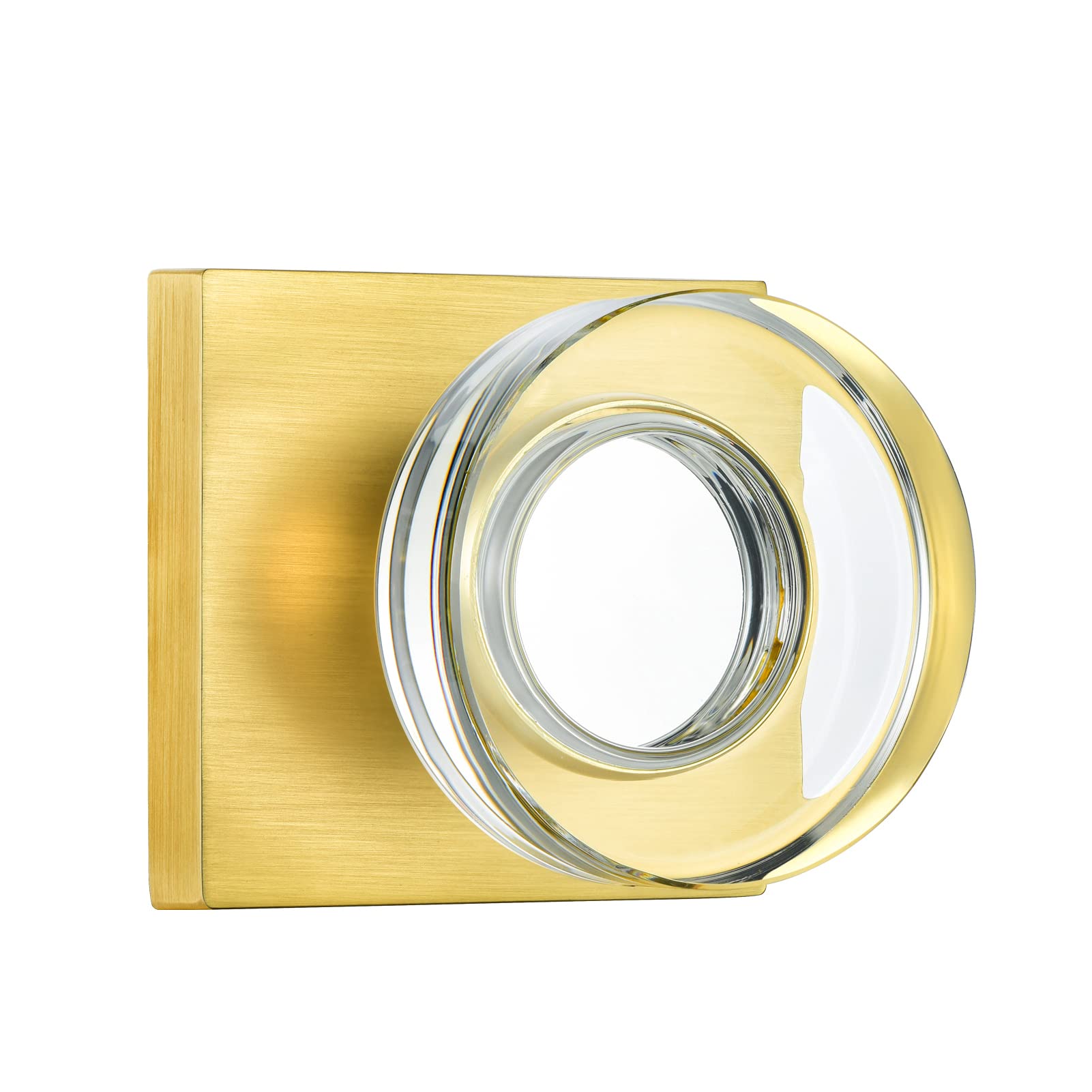 Photo 1 of (partial set) coolnews Passage Function Clear Crystal Glass Door Knobs Interior, Modern Gold Door Knob with Square Plate, Satin Brass Finish