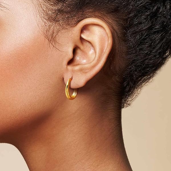 DEGERDE GOLD HOOP EARRINGS FOR WOMEN 14K GOLD EARRINGS FOR WOMEN HOOPS EARRING FOR WOMENS HYPOALLERGENIC LIGHTWEIGHT GOLD HOOP EARRINGS 13/18/22MM