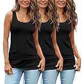 TAIPOVE Womens Extra Long Tunic Tank Tops Cotton Camisoles Basic Layering Sleeveless Undershirts 3 Pack