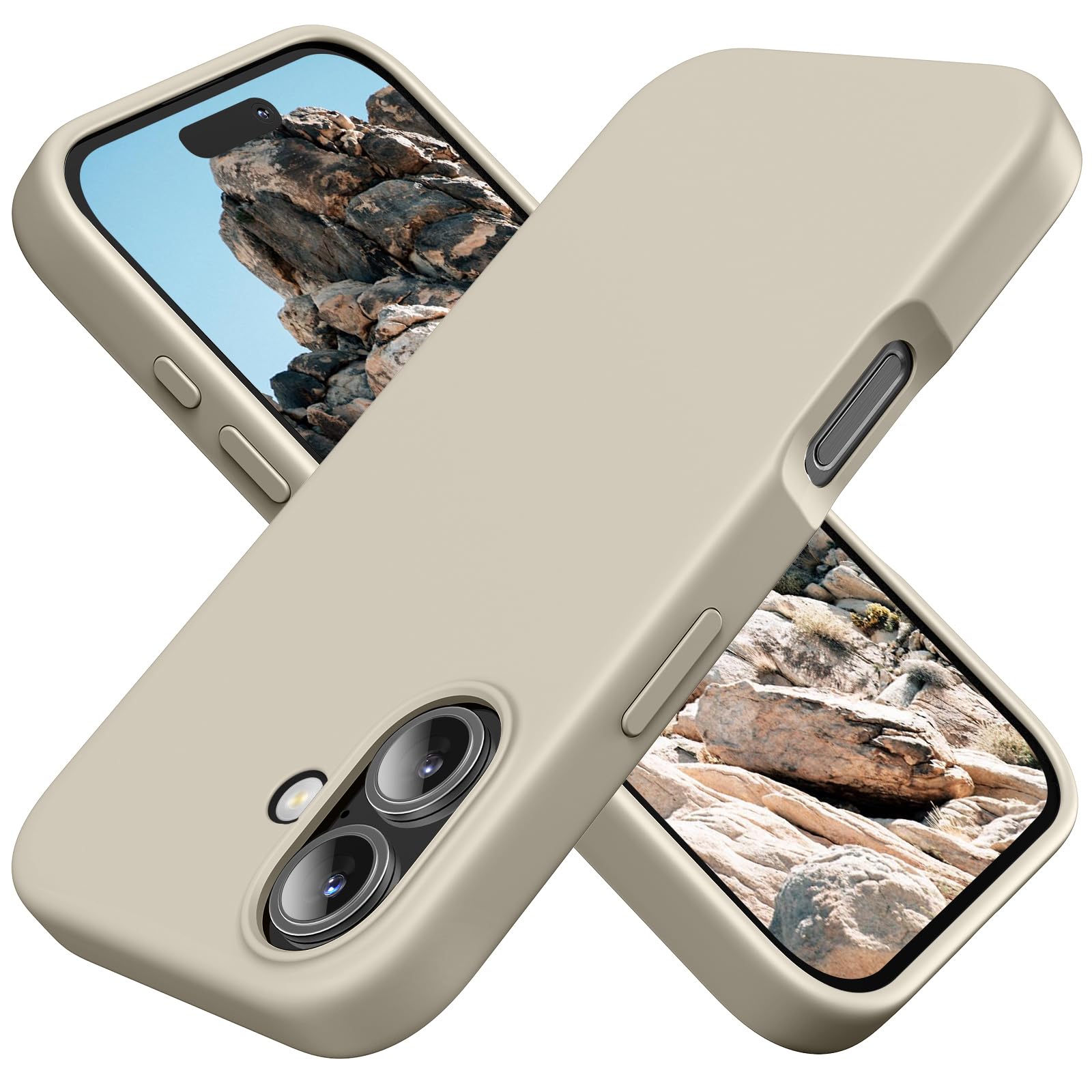 TAXXOE Silicone Case Compatible with iPhone 16 Case Soft Ultra Slim Protective Shockproof Liquid Silicone Phone Case,Anti-Scratch Microfiber Lining, 6.1" Gray