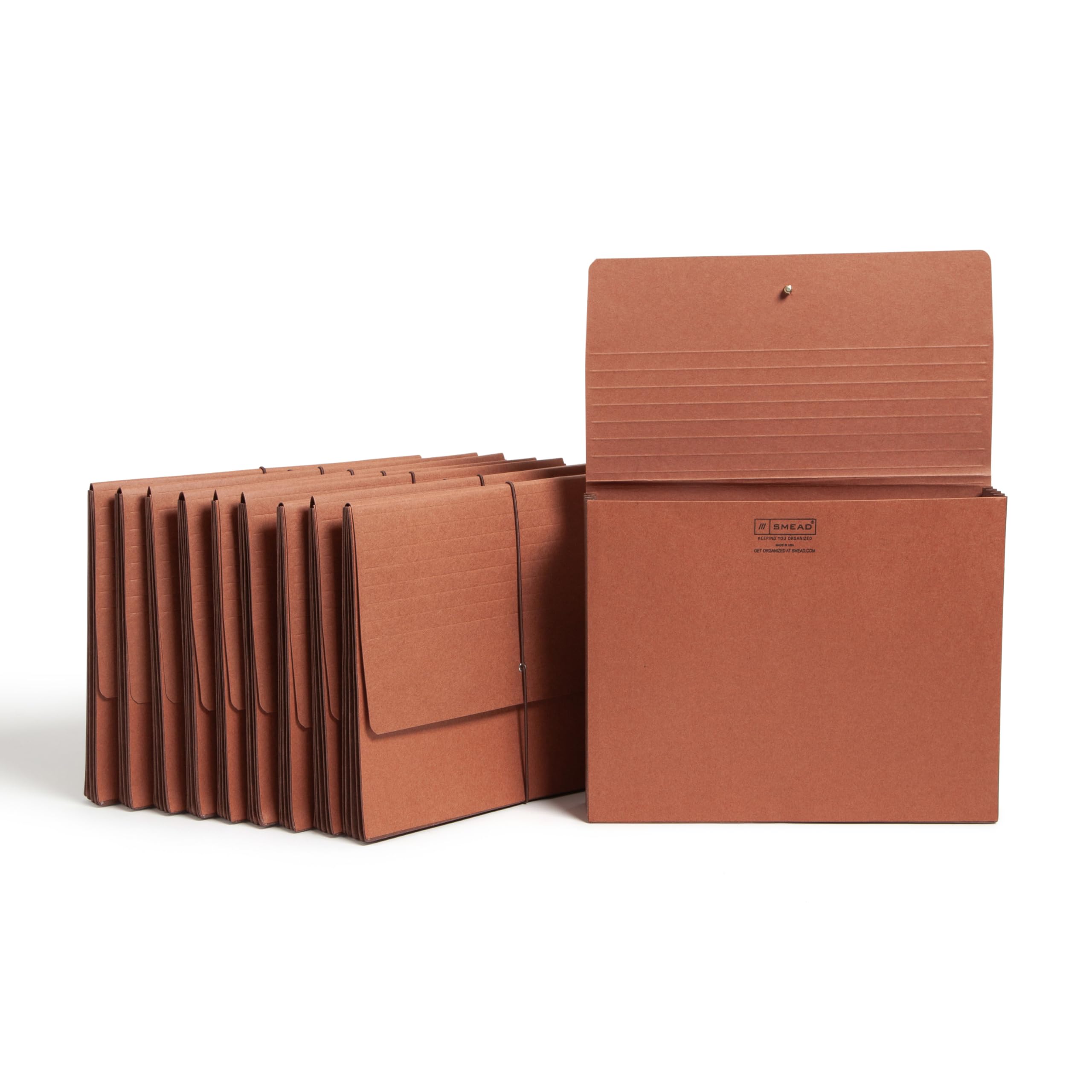 Smead Expanding File Wallet with Flap and Cord Closure, 3-1/2" Expansion, Fully Lined Tear Resistant Gusset, Letter Size, Redrope, 10 per Box (71105)