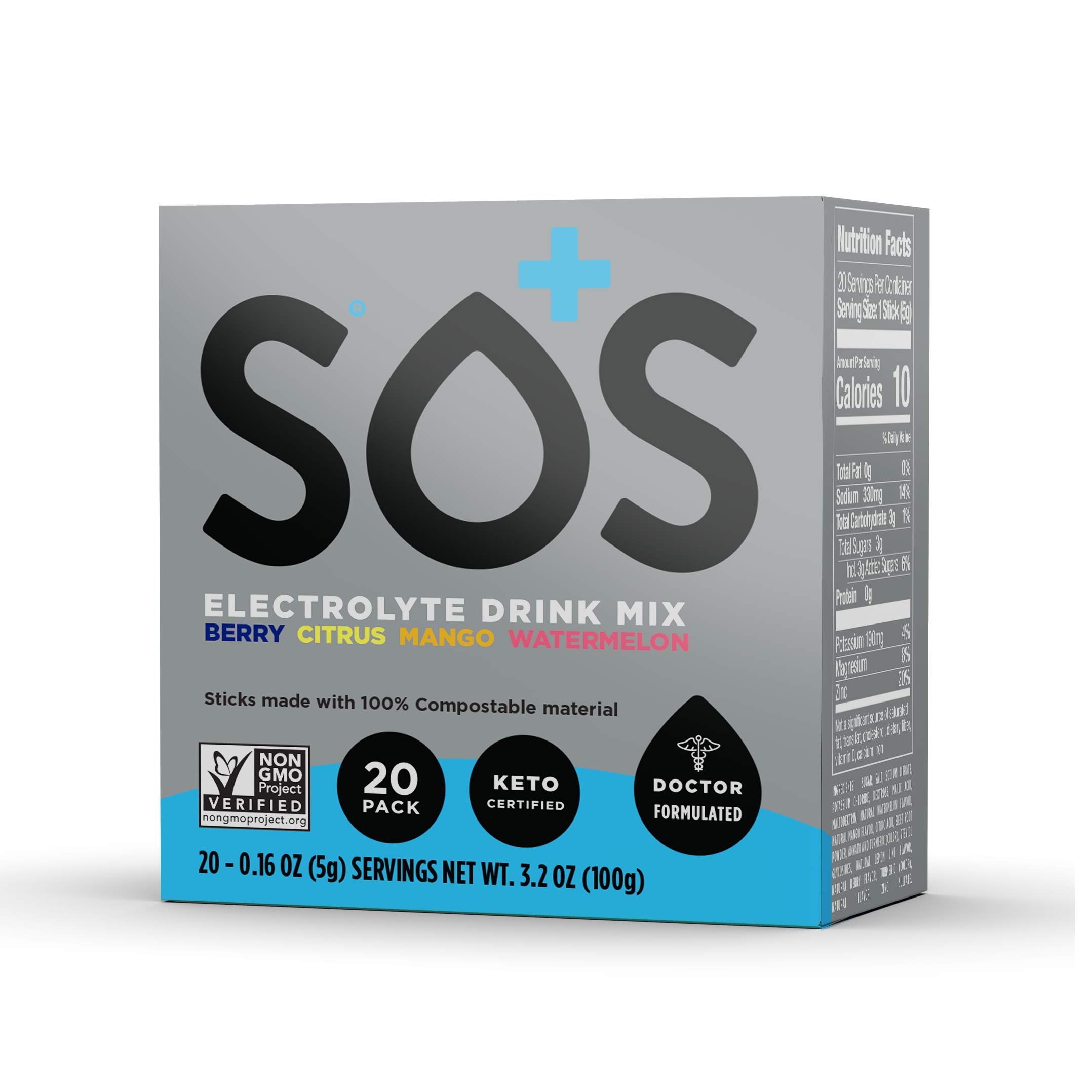 Buy SOS Hydration Electrolytes Powder Packets Dehydration Mineral