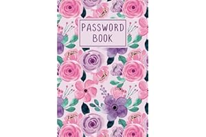 Password Book with Alphabetical tabs large print: password keeper logbook with alphabetized tabbed pages 6x9 | rose pink flowers design website email ... log book and internet password organizer