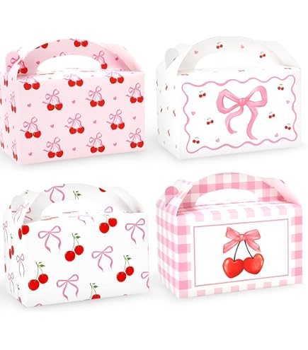 Amazon.com: JarThenaAMCS 24Pcs Cherry Bow Treat Boxes with Handles