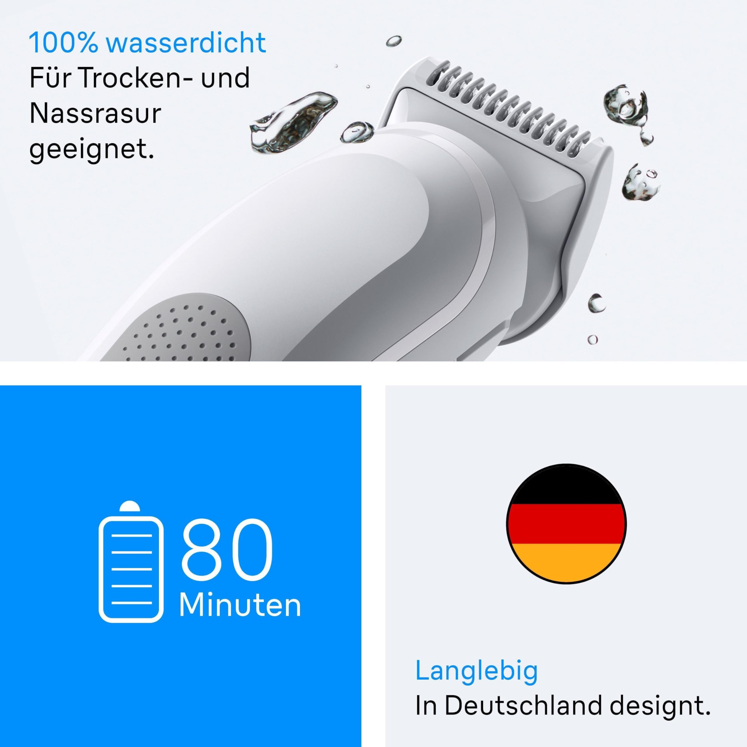 Braun Bodygroomer Series 3, Elektrischer Körperrasierer Herren mit 3 Zubehörteile, Kabelloser Trimmer für Intimbereich und Körper, 80 Min Akku, Wasserdichter Körperhaartrimmer, BG3530, Grau 6