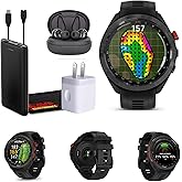 Garmin Approach S70 47MM Black- Golf GPS Fitness Tracker Smartwatch for Men, Lightweight Touchscreen AMOLED Display and Preloaded Courses Bundle with Air Pro TWS Truly Wireless Earbuds - (Color May