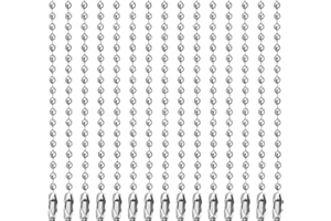 Lemonkey 20Pcs Ball Beads Chain Bulk,Silver Keychain Rings Metal Chain,4 Inch Dog Tag Metal Small Chain with Connectors for Hanging Decoration