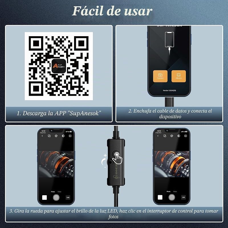 Ennovor Endoscope 1920P HD Snake Inspection Camera, Câmara Endoscópica Tipo-C, Câmara Scope com 8 Luzes LED para Smartphones Android e iOS, iPad, Samsung (33 FT/10 M)