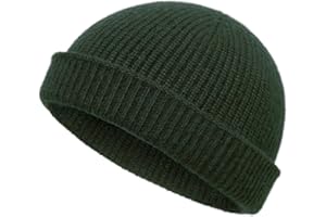 vidsel Thin Wool Fisherman Beanie Hat for Men Women Fall Winter,Short Knit Cuffed Fashion Trawler Skull Cap,Watch Cap