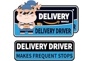 HODOLUSEN Delivery Driver Magnet for Car, Reflective Caution Frequent Stops Car Magnet, 2 Pack 11"x7" + 1 Pack 11"x3", Durable and Weather-Resistant Magnetic Signs for Vehicles (Blue-02)