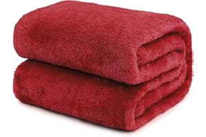 OBINSM Fleece Throw Blanket Cozy Soft Lightweight Throw Blankets Warm Plush Red Fall Blankets and Throws Couch Sofa Bed Camping Travel Picnic Outdoor Blanket Bedding Kid Baby Boys Girls Adults 40x50 in
