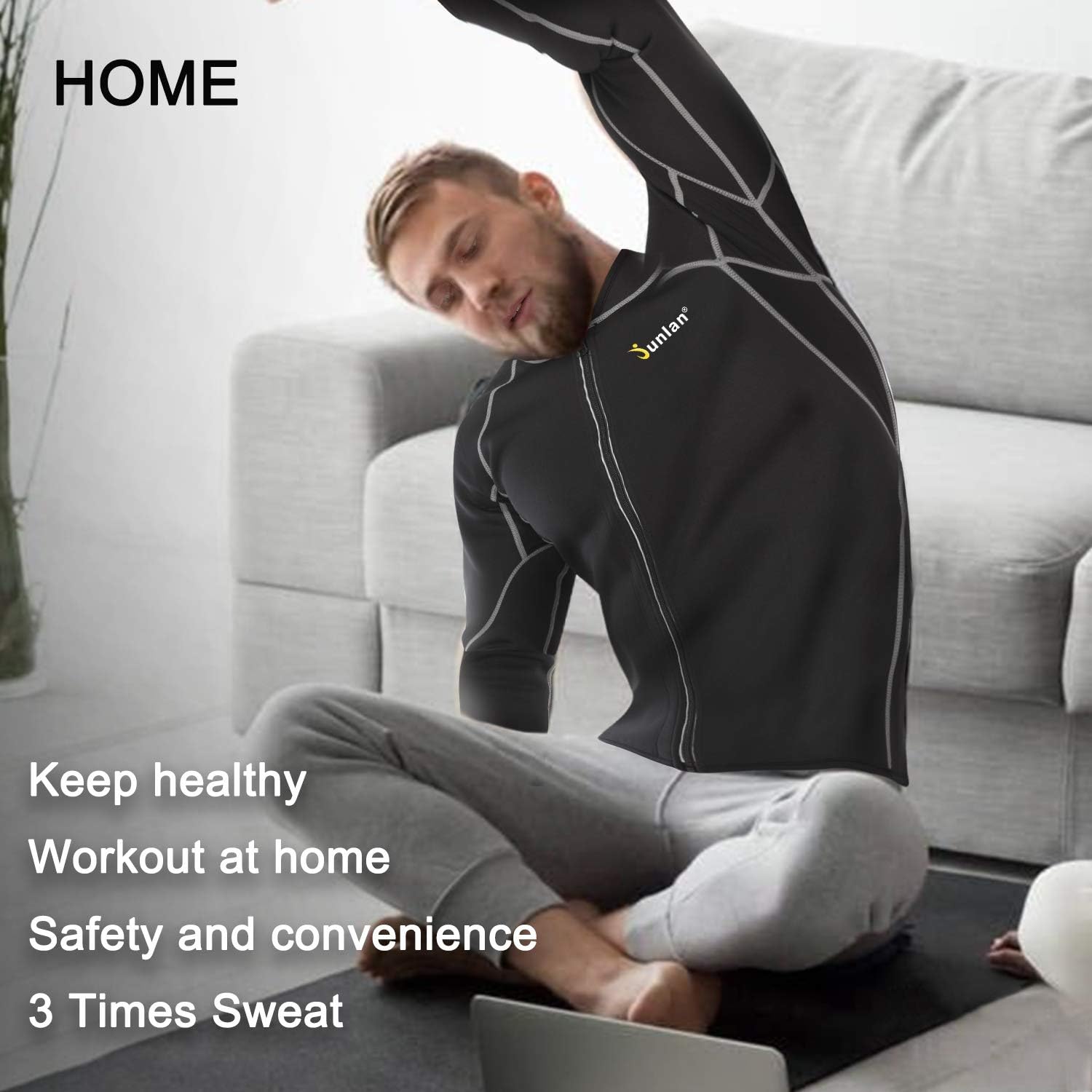 Men Sweat Neoprene Weight Loss Sauna Suit Workout Shirt Body Shaper Fitness Jacket Gym Top Clothes Shapewear Long Sleeve : Clothing
