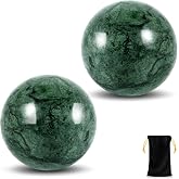 Learay 2Pcs Baoding Balls, Boading Balls for Hand Therapy, Green, 1.57 inch | Chinese Health Exercise Massage Balls with Carry Pouch for Stress Relief Meditation Ball