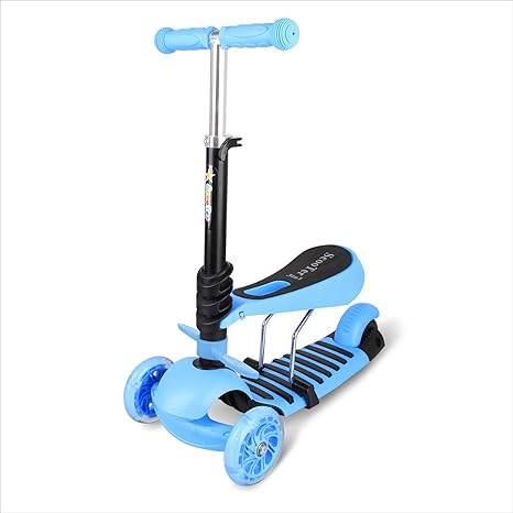 BAYTTER® 3 in 1 Mini mitwachsender Kinderroller Laufrad Dreirad Kinderscooter zum Laufenlernen LED Räder Scooter aus Aluminiu