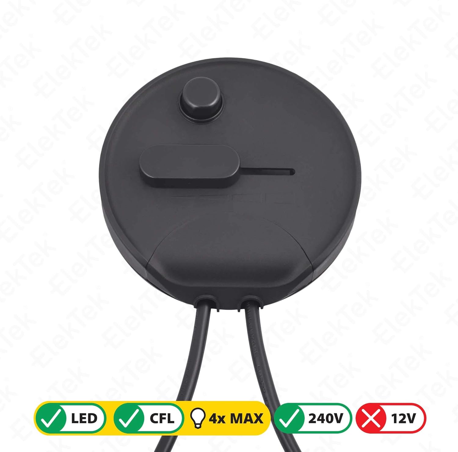 ElekTek LED Compatible Universal In Line Foot Dimmer Switch 240v AC 3 Core Suitable For Quality LED CFL & Incandescent Bulbs Black - Image 4