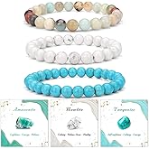 Pendlixy 3PCS Healing Crystal Bracelets for Women Men 8mm Natural Stone Beaded Stretch Bracelet Handmade Gemstone Reiki Spiritual Jewelry Gifts