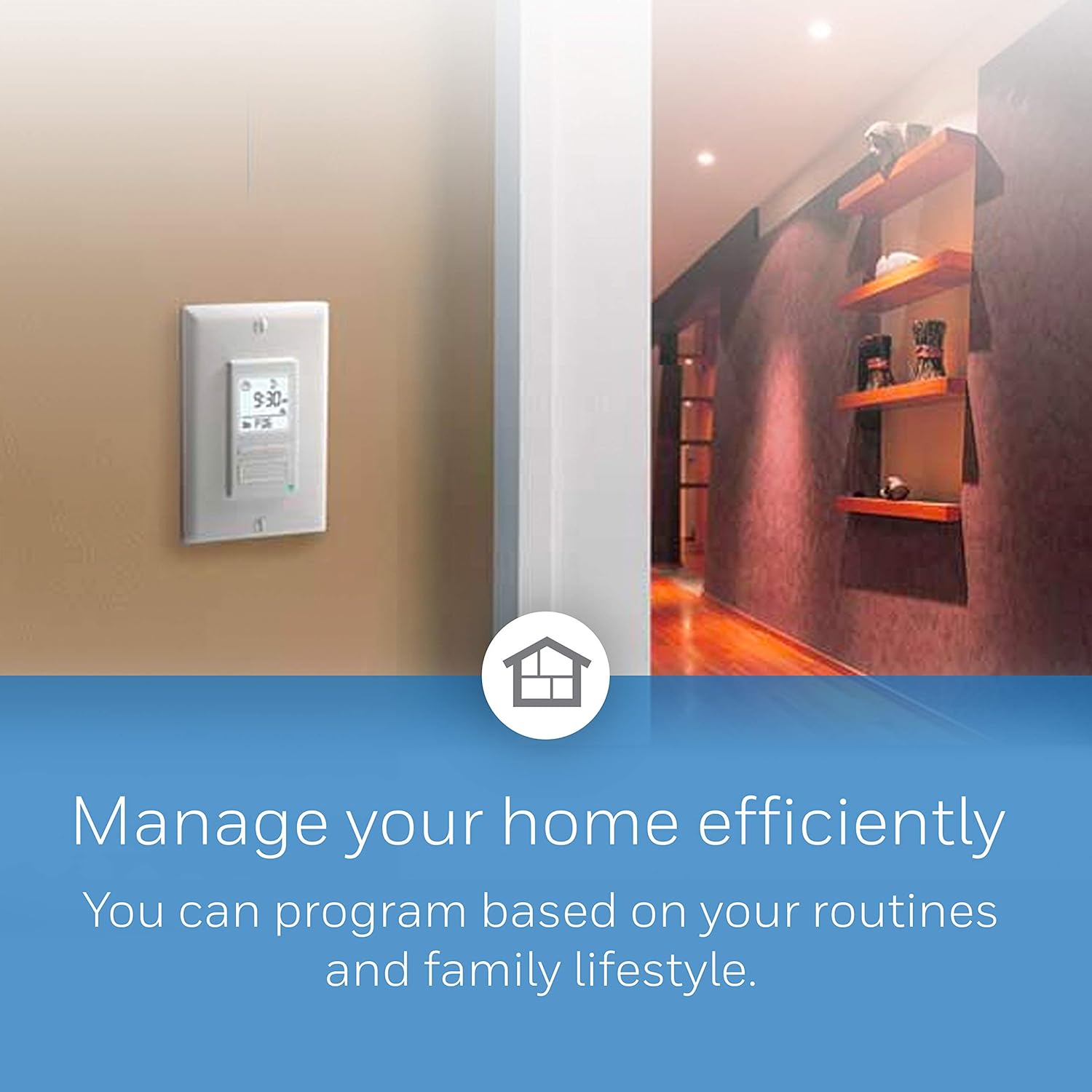 Honeywell Home RPLS740B1008 Econoswitch 7-Day Programmable Light Switch Timer, White - Wall Light Switches - 