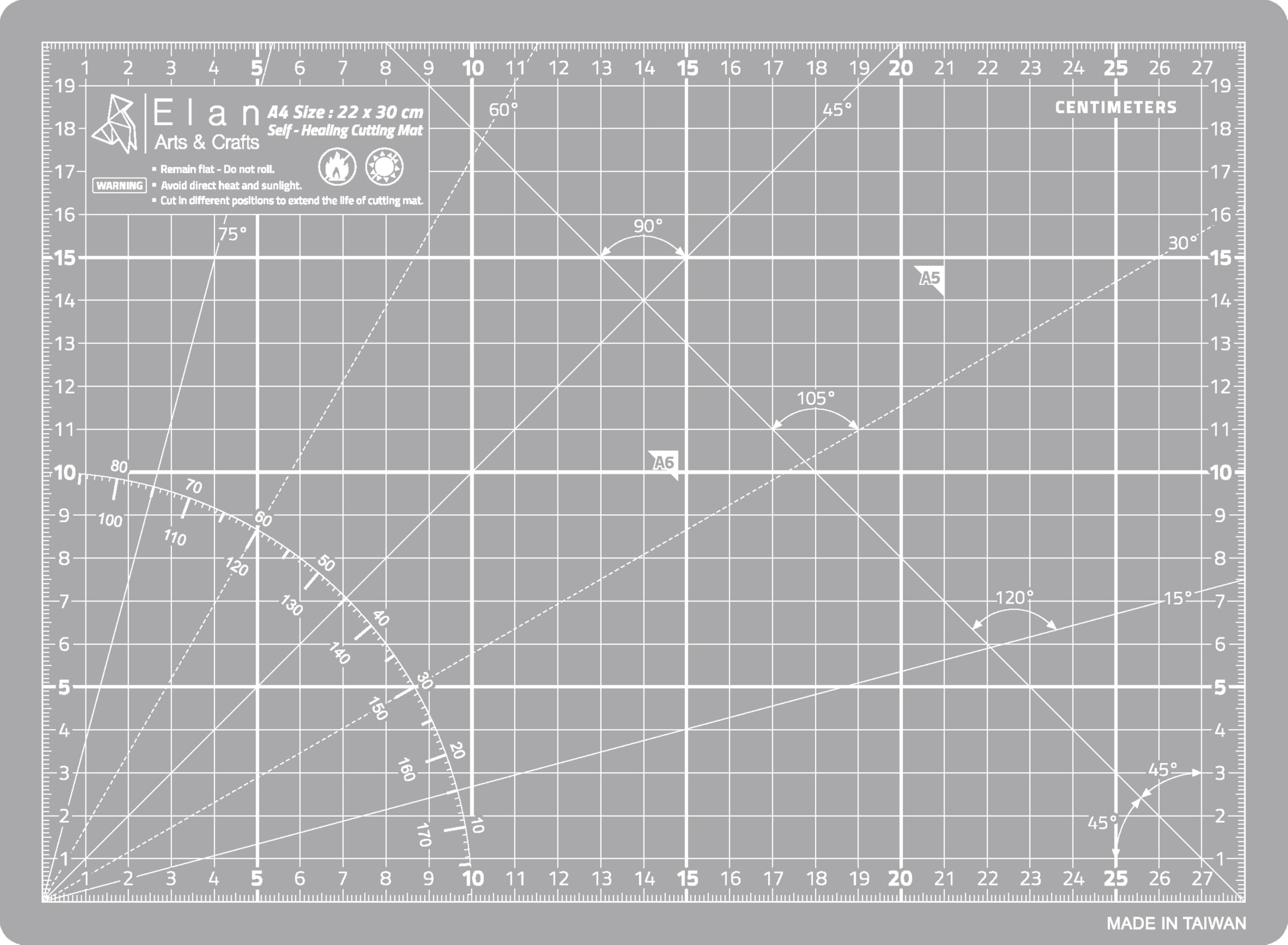 Elan A4 Cutting Mat Grey, 5-Ply Hobby Board for Crafts 30X22 CM, Self Healing Cutting Mat A4, Recycled PVC Craft Board for Sewing & Quilting — image 1