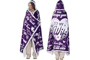 Bombline Mother's Day Birthday Gifts-Wife Gifts Sherpa Wearable Blanket Hoodie-Christmas Birthday Gifts for Wife from Husband,70.8" X 47.3"