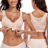 DotVol Women Front Closure Wireless Full Coverage Everyday Bra | No Padding, Unlined, Back Smoothing, Posture