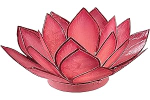 Om Gallery Capiz Shell Lotus Flower Decor Tealight Candle Holder for Serene Ambiance - Handmade Decorative Candle Holders for Meditation, Yoga, and Relaxation, Flamingo