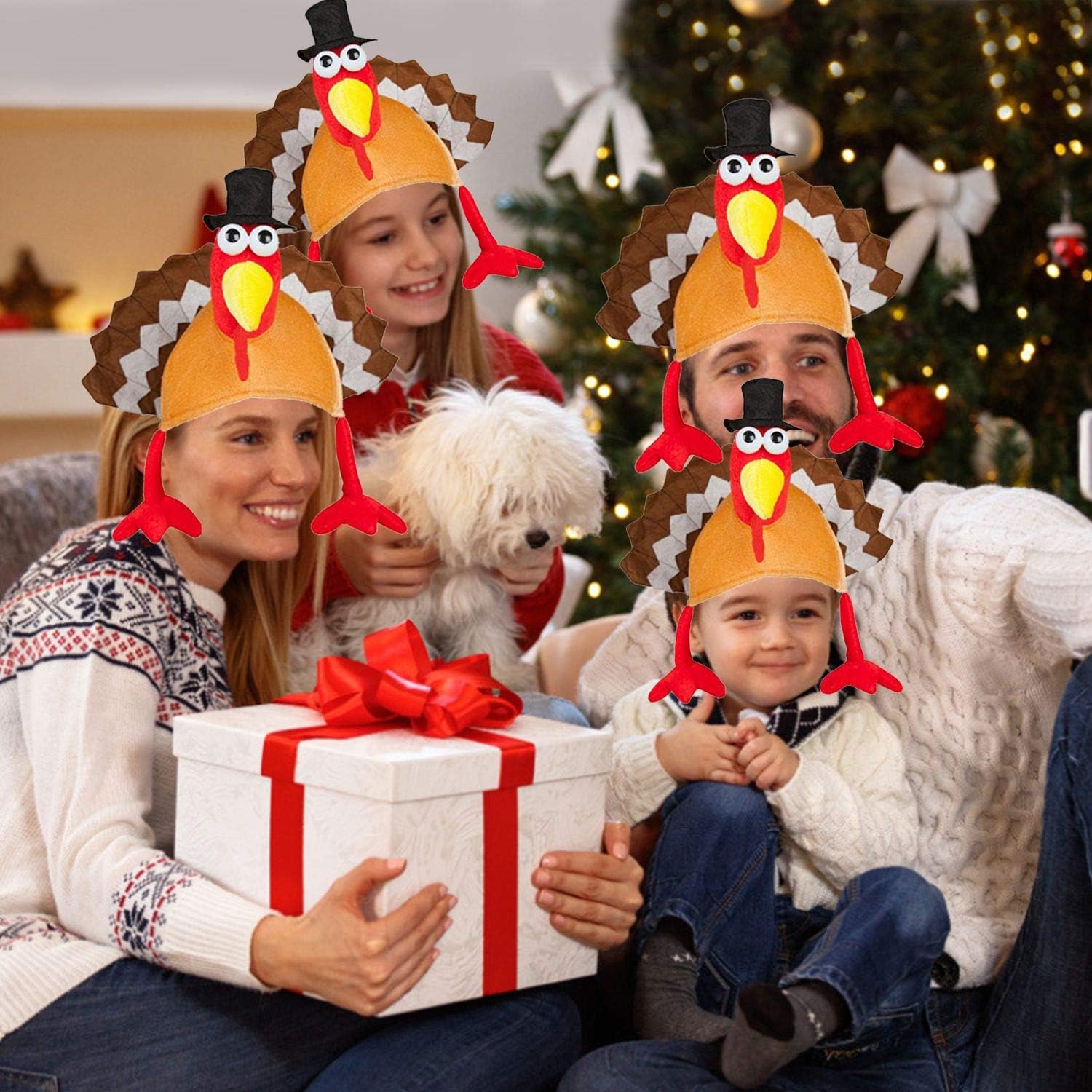 2 Pack Thanksgiving Party Turkey Hat Costume Unisex Hat with Tail Gifts Party Decor Costumes Novelty Turkey Hat Orange: Clothing