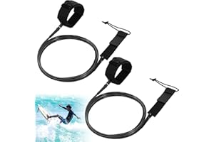 Lunmon 2 Pcs Surf Leash 6/7/8 ft Straight Surf Board Leashes 6/7mm Surfboard Leash Legrope Wrist Strap for Paddleboard, Shortboard, Longboard, Surfboards