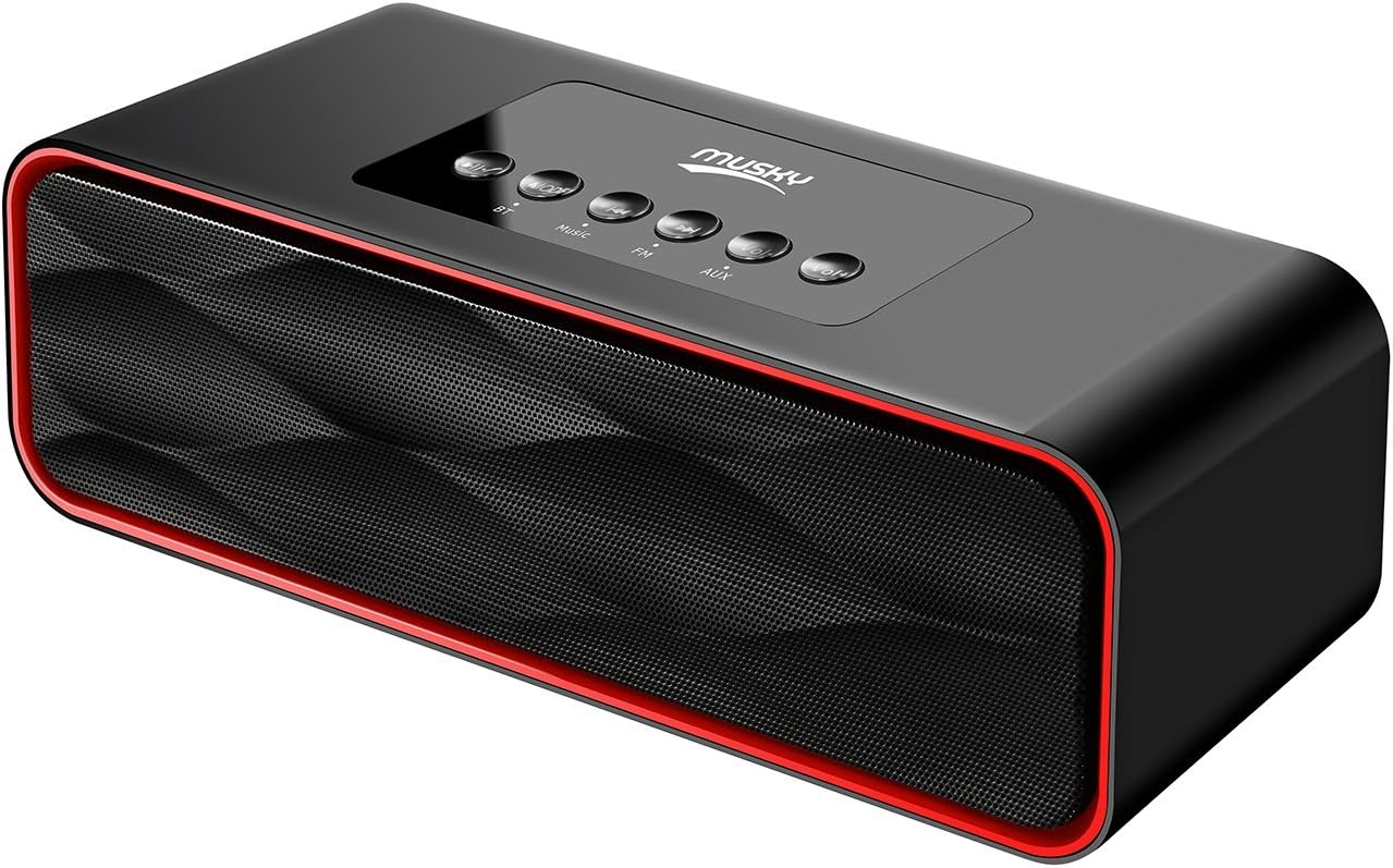 Bluetooth Speakers, HHX Portable Wireless Speaker with Super Bass Stereo sound,Hands-Free Calling Built-In Mic, Micro TF/SD Card, USB Input, AUX Line-In,FM Radio Compatible with Smart Phones, Tablet etc.(Black)