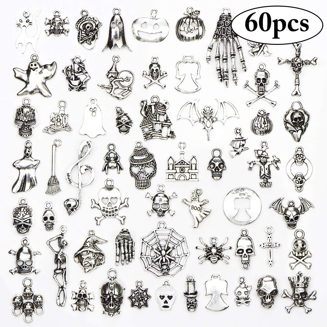 Zoylink 60PCS Halloween Charms Jewelry Findings Decorative Crafts Pendants