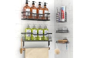 DILEASIR Shower Caddy - 6-Pack Shower Shelves, Adhesive Shower Organizer Hanging No Drilling, Large Capacity Rustproof Stainless Steel Bathroom Organizer, Shower Storage for Inside Shower