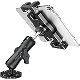 Keuvirya Heavy Duty Tablet Mount for Truck & Vehicle, Drill Base Tablet Holder for Truck with Aluminum Arm, Compatible with 4