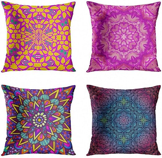 Amazon Com Artsocket Set Of 4 Throw Pillow Covers Magenta Yellow