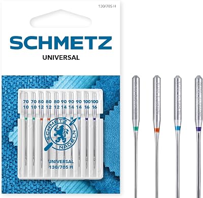 Schmetz Universal Sewing Machine Needles Assorted 70/10-100/16 Pack of 10