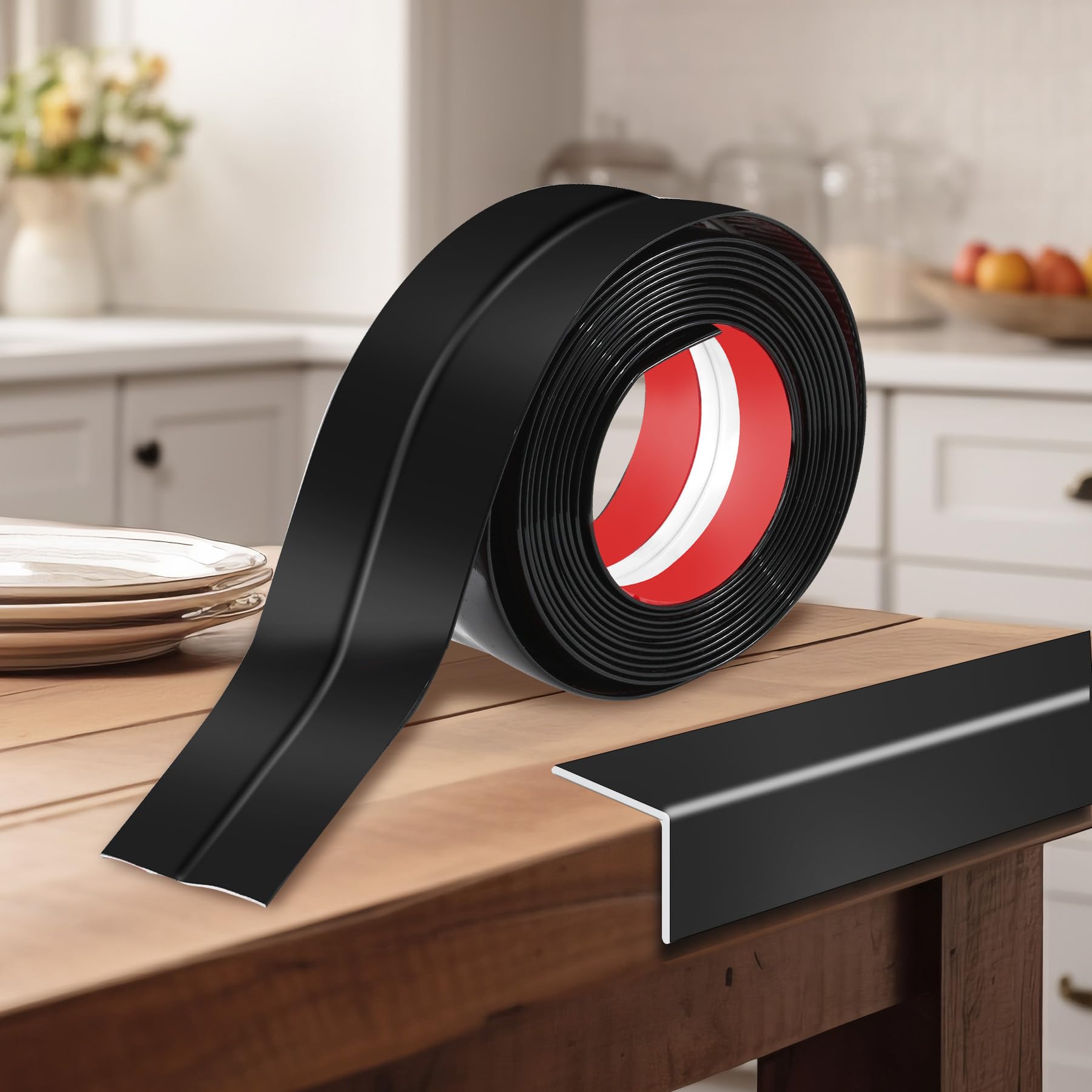 Photo 1 of 2.4 Inch x 20 Feet Wall Corner Protector Peel and Stick Corner Trim Molding Strip Self Adhesive Wall Edge Protectors Guards for Edge Ceiling, Black