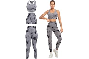 SALSPOR 3 Piece Workout Sets for Women Butt Lifting Leggings with High Impact Sports Bra Gym Shorts