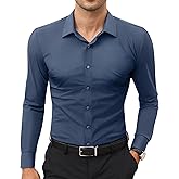 Lion Nardo Stretch Mens Dress Shirts Long Sleeve Slim Fit Dress Shirts for Men Muscle Fit Wrinkle Free Button Down Shirt